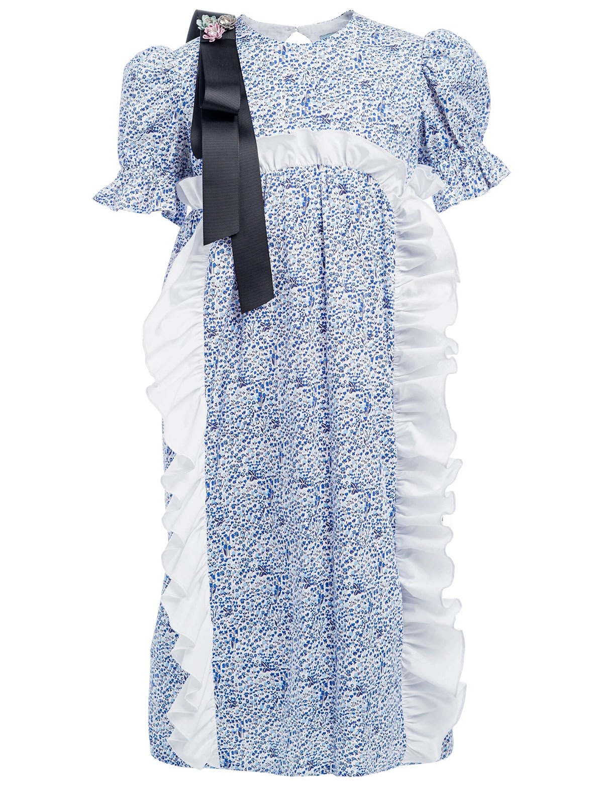 Платье с оборками и брошью в комплекте