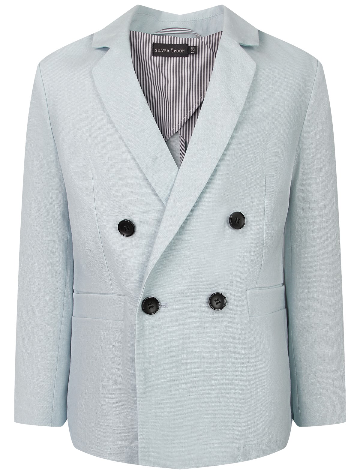Двубортный голубой пиджак