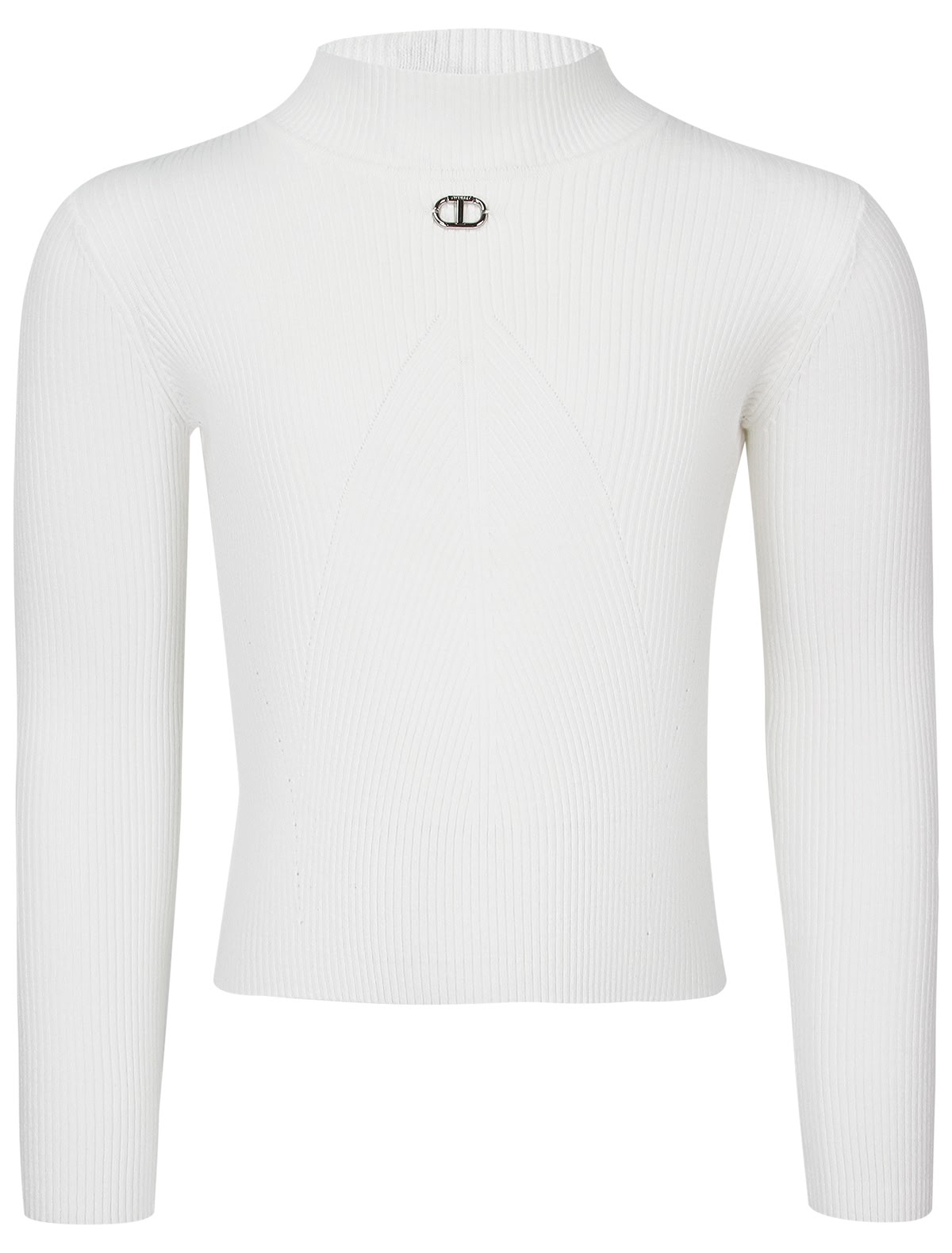 Белая водолазка с логотипом