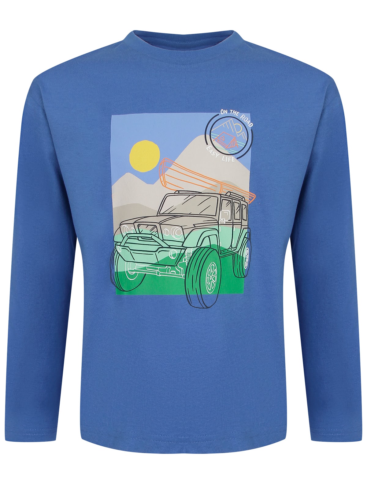 Синий лонгслив с принтом