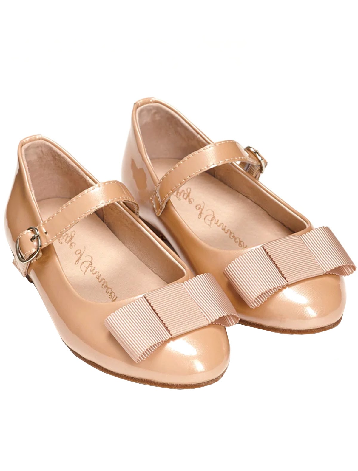 Бежевые лаковые Туфли с бантом