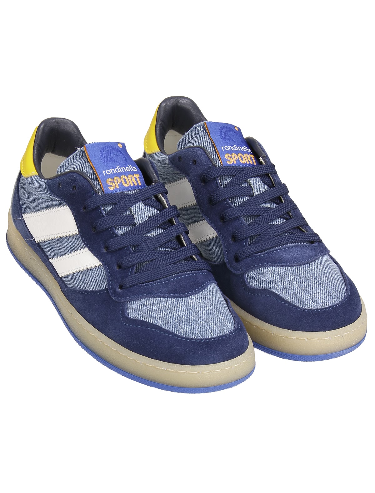 Синие кеды из текстиля и кожи