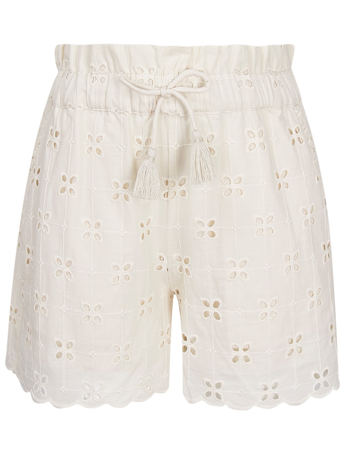 Кремовые шорты с вышивкой ришелье