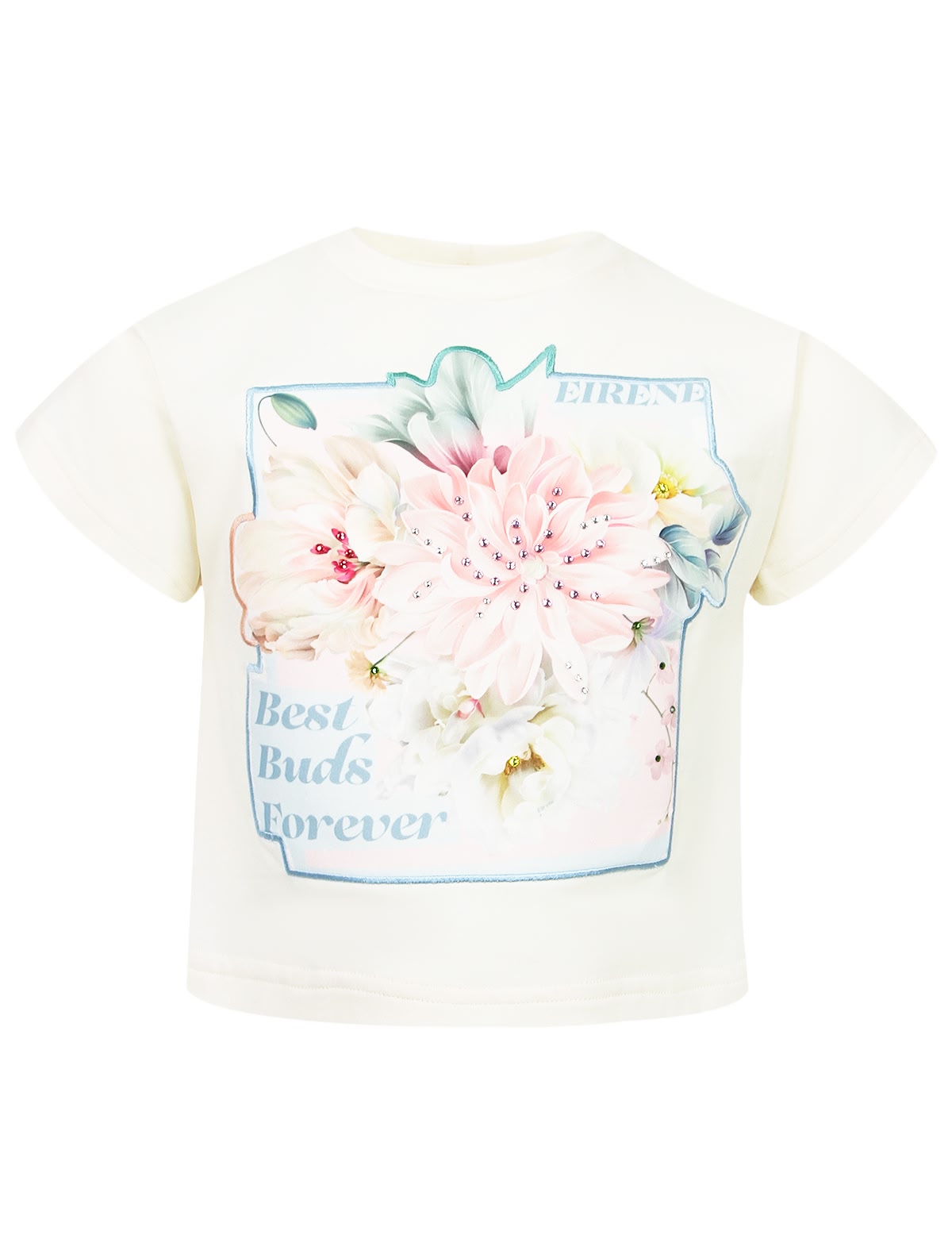 Футболка с цветами и стразами