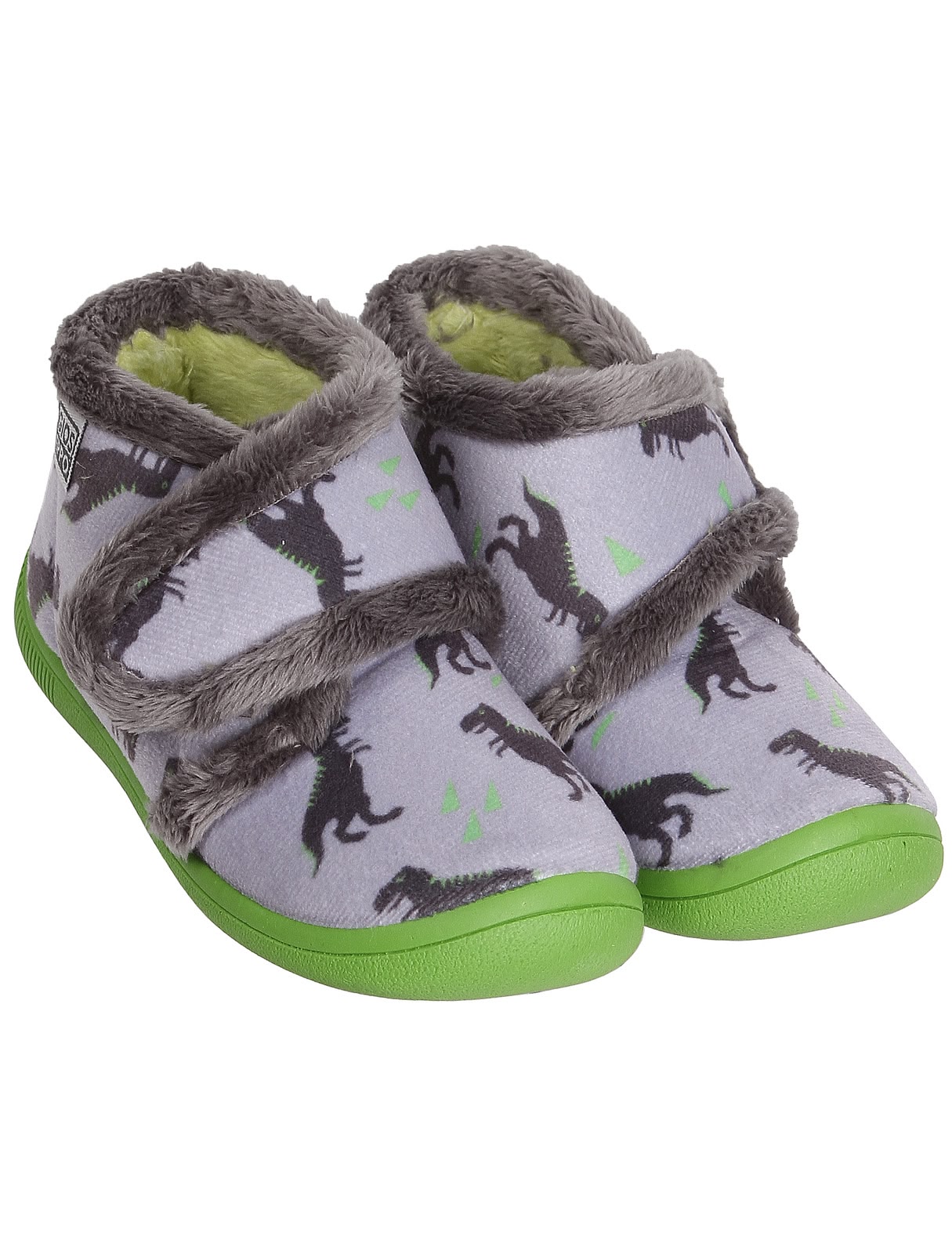 Серые тапочки с динозаврами