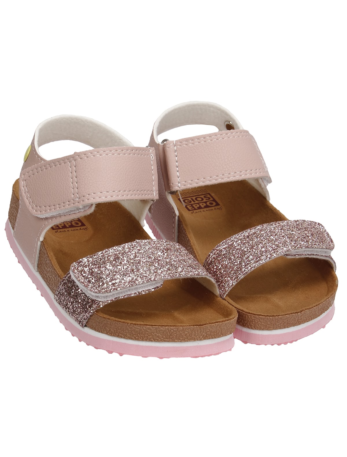 Розовые босоножки с глиттером