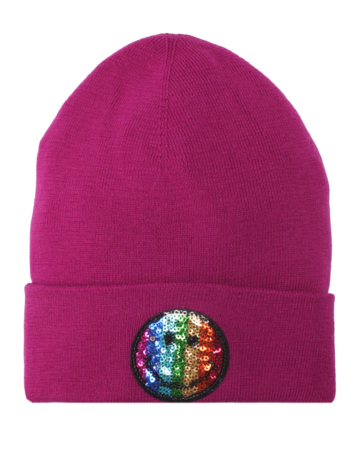 Шапка цвета фуксии со смайлом