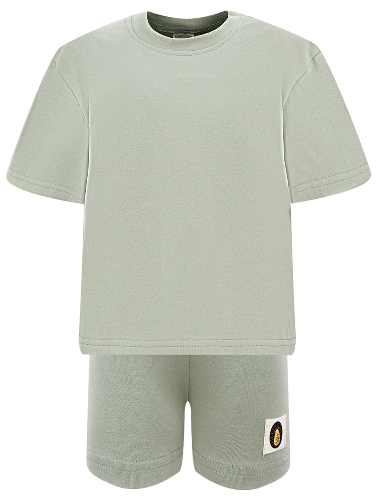 Оливковый комплект из футболки и шорт