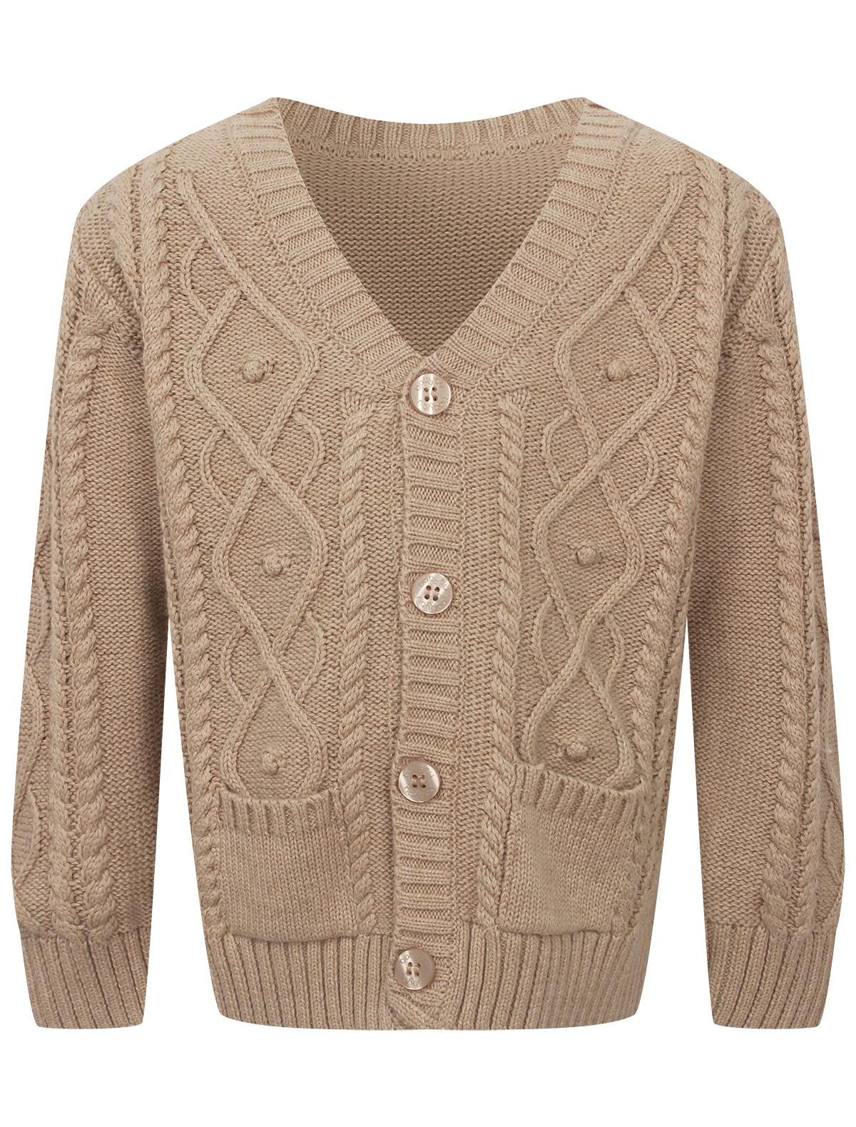 Бежевый кардиган с рельефным узором