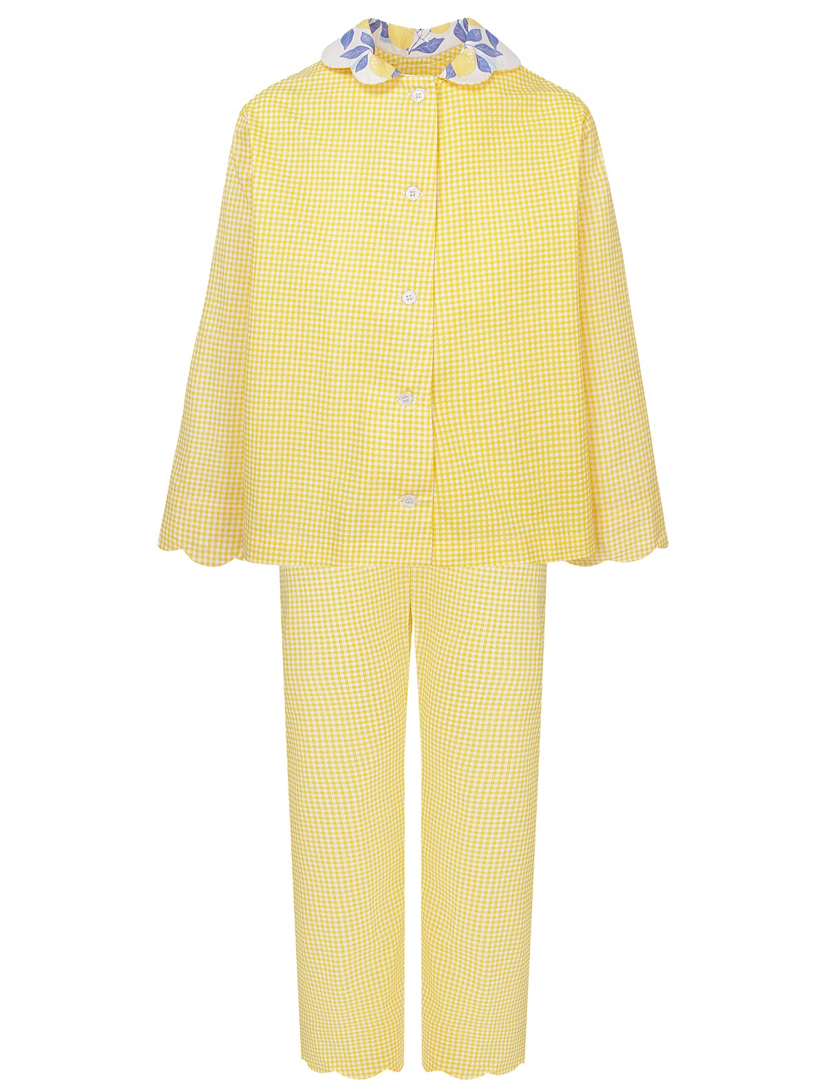 Желтая пижама с отложным воротником