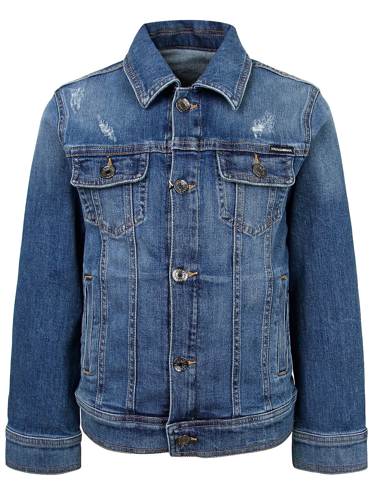 Джинсовая куртка с лого в стиле майолика