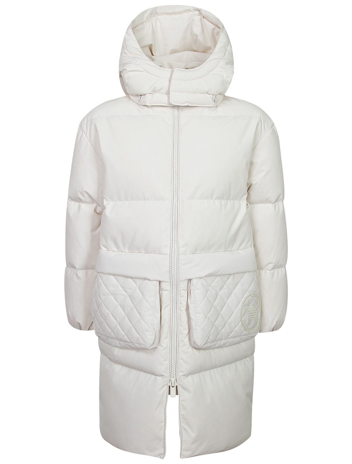 Пуховое пальто с объёмными карманами