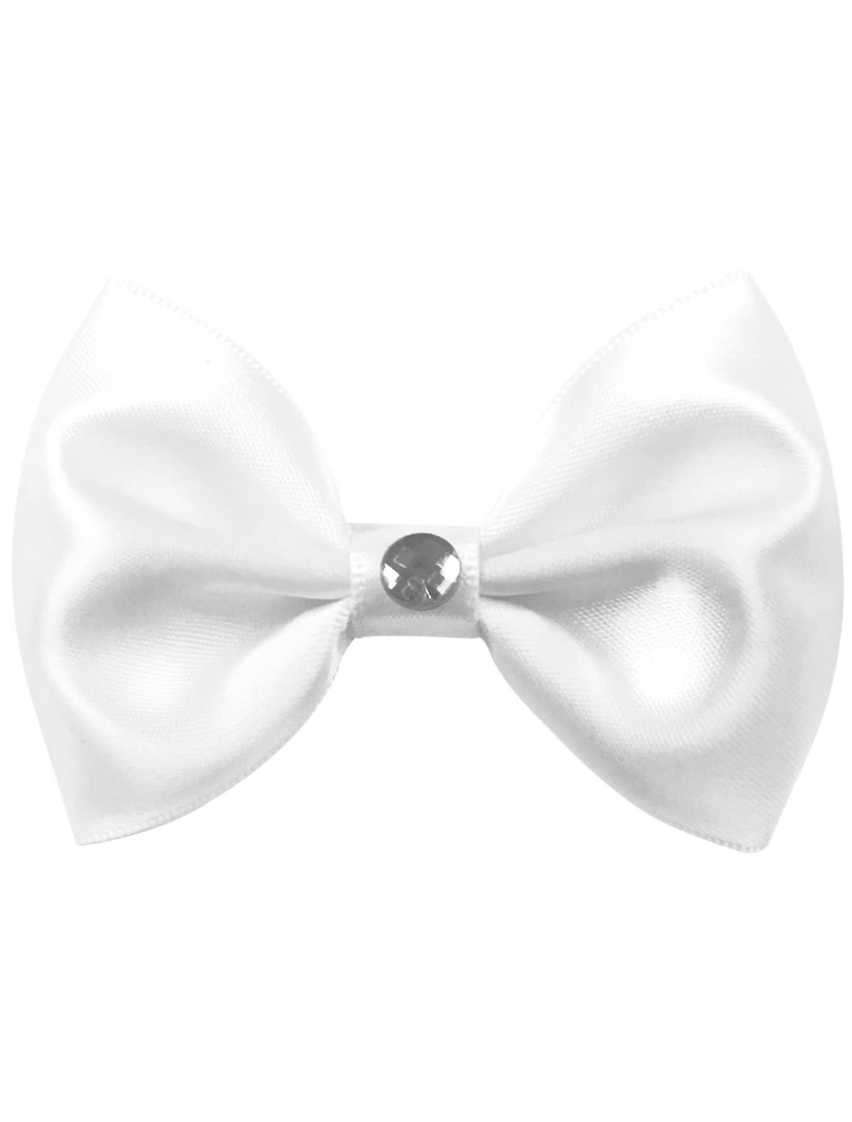 Белая атласная заколка-зажим