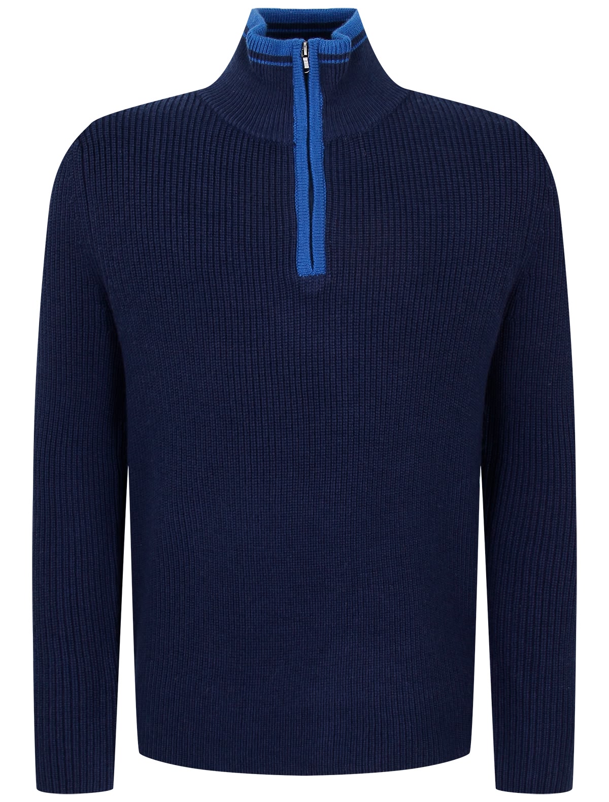 Синий джемпер с молнией на воротнике