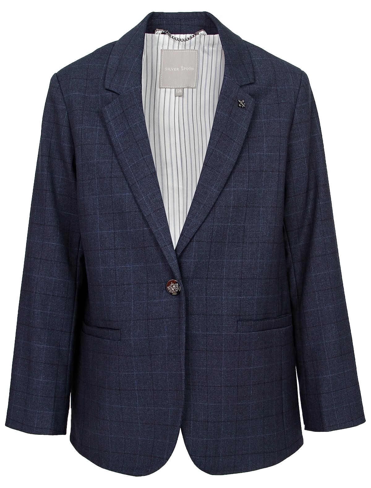 Синий пиджак в тонкую клетку