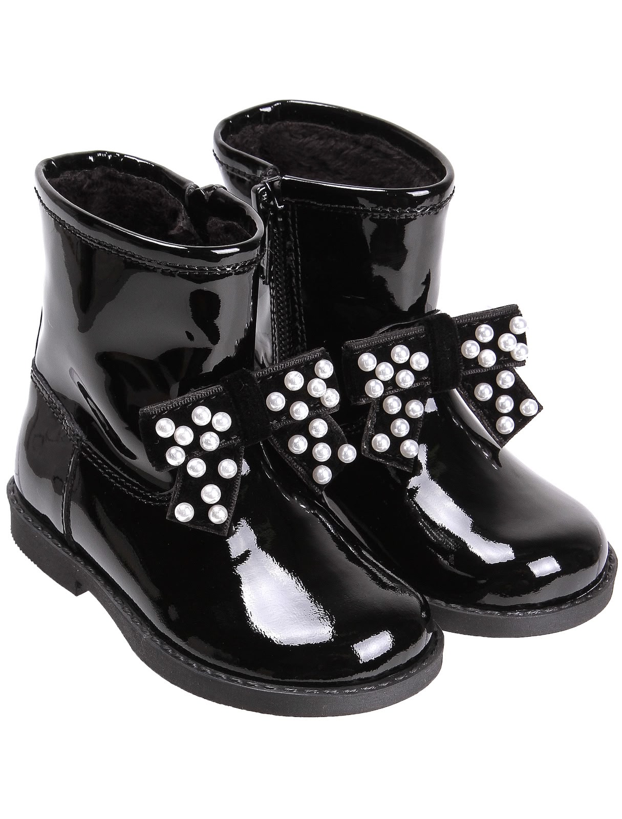 Полусапоги лакированные с бусинами