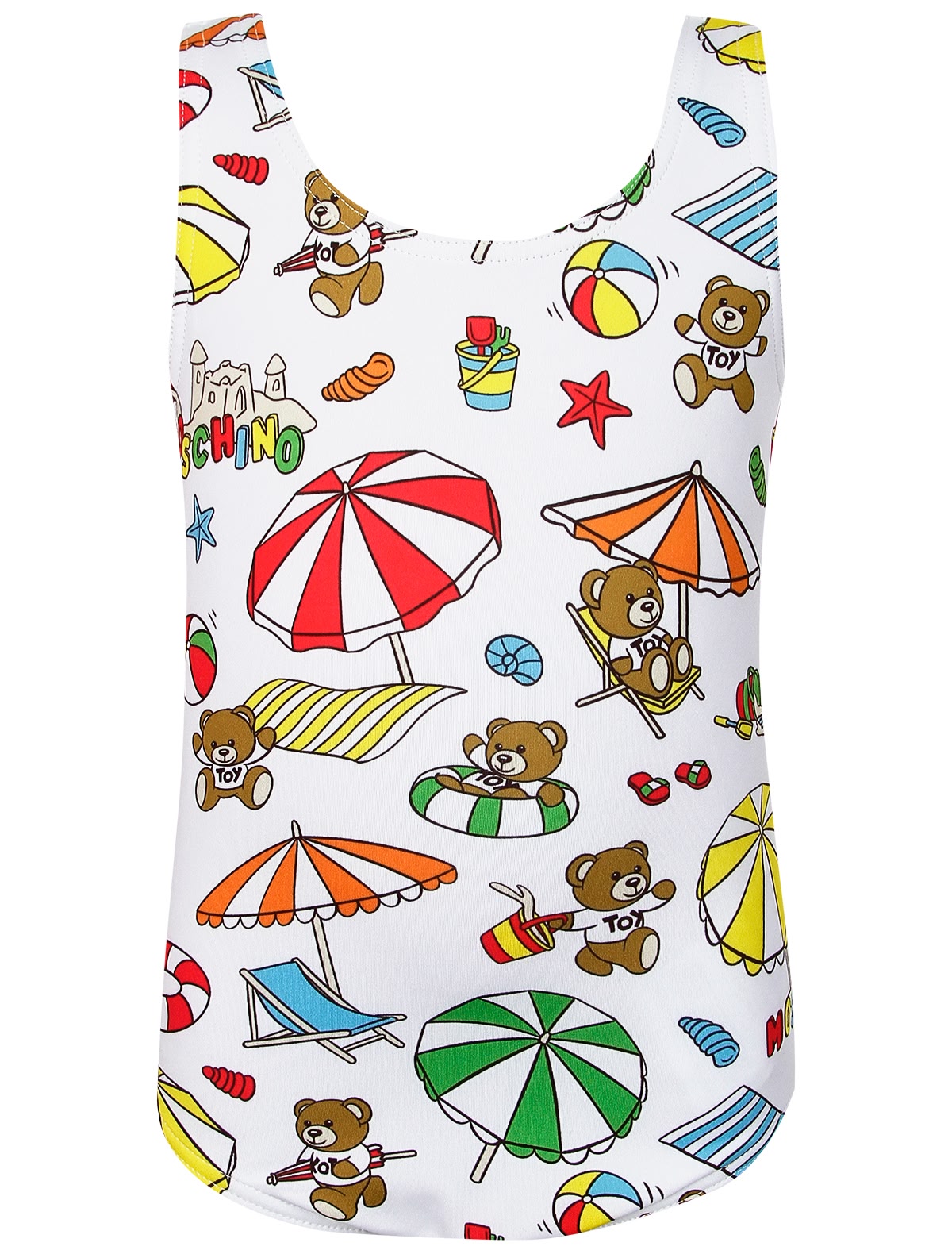 Слитный купальник с принтом мишки на пляже