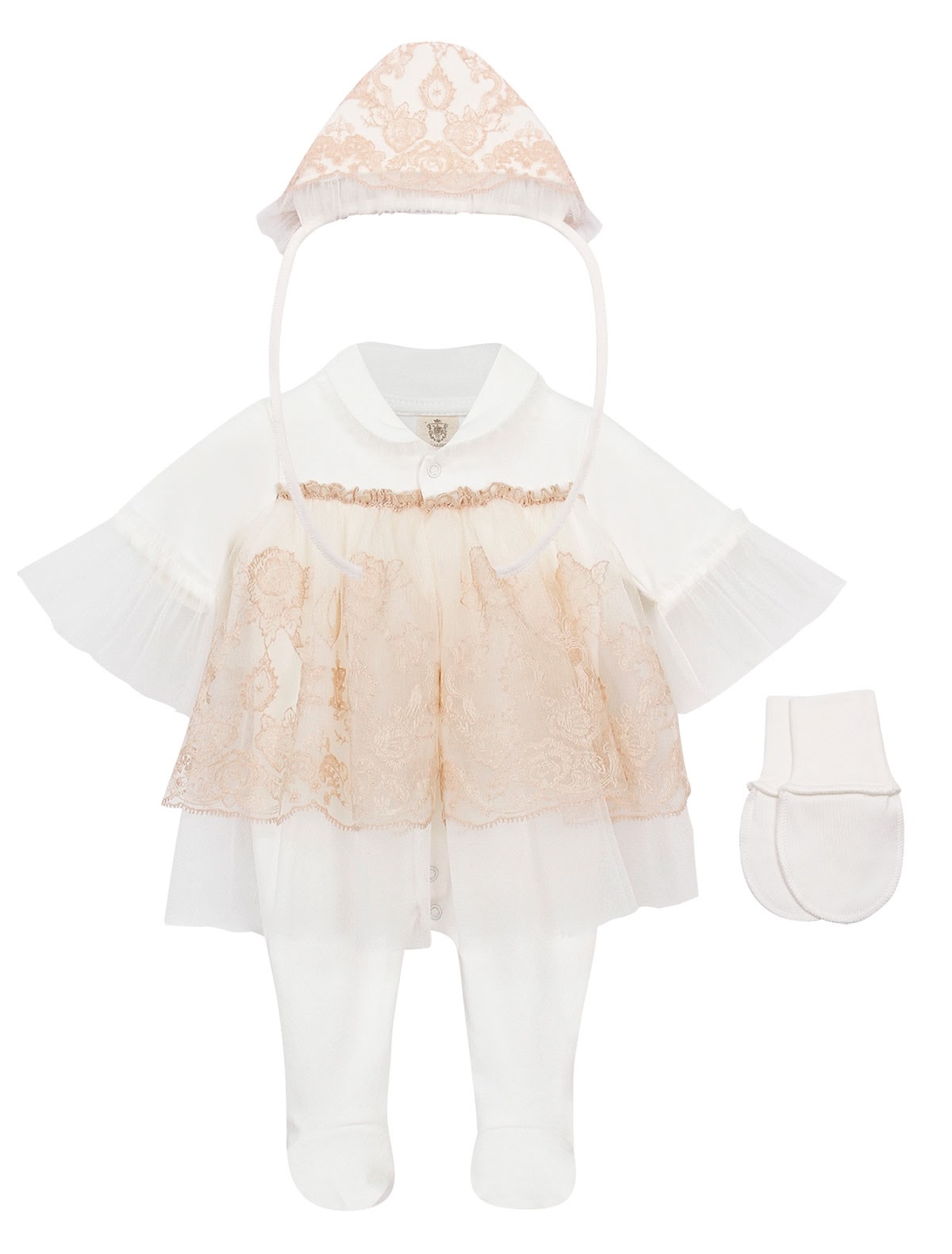 Комплект цвета экрю с кружевом