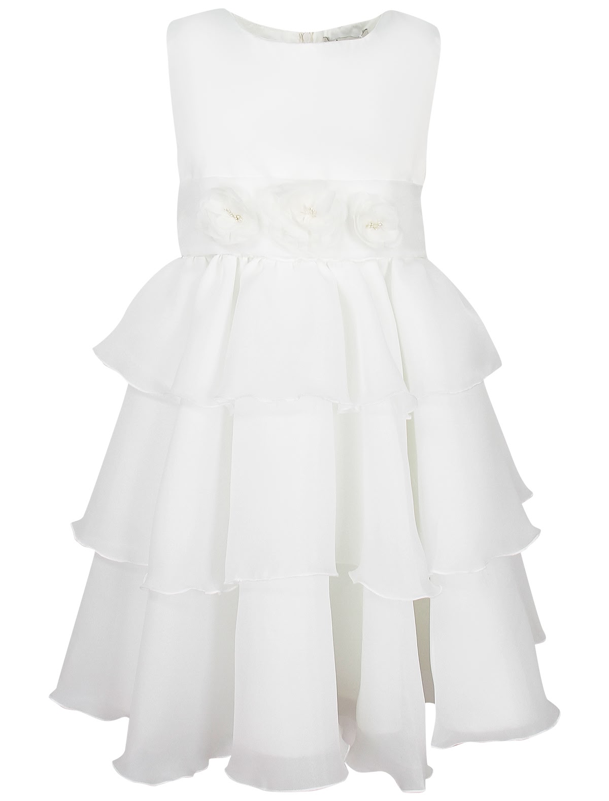 Белое платье с ярусной юбкой