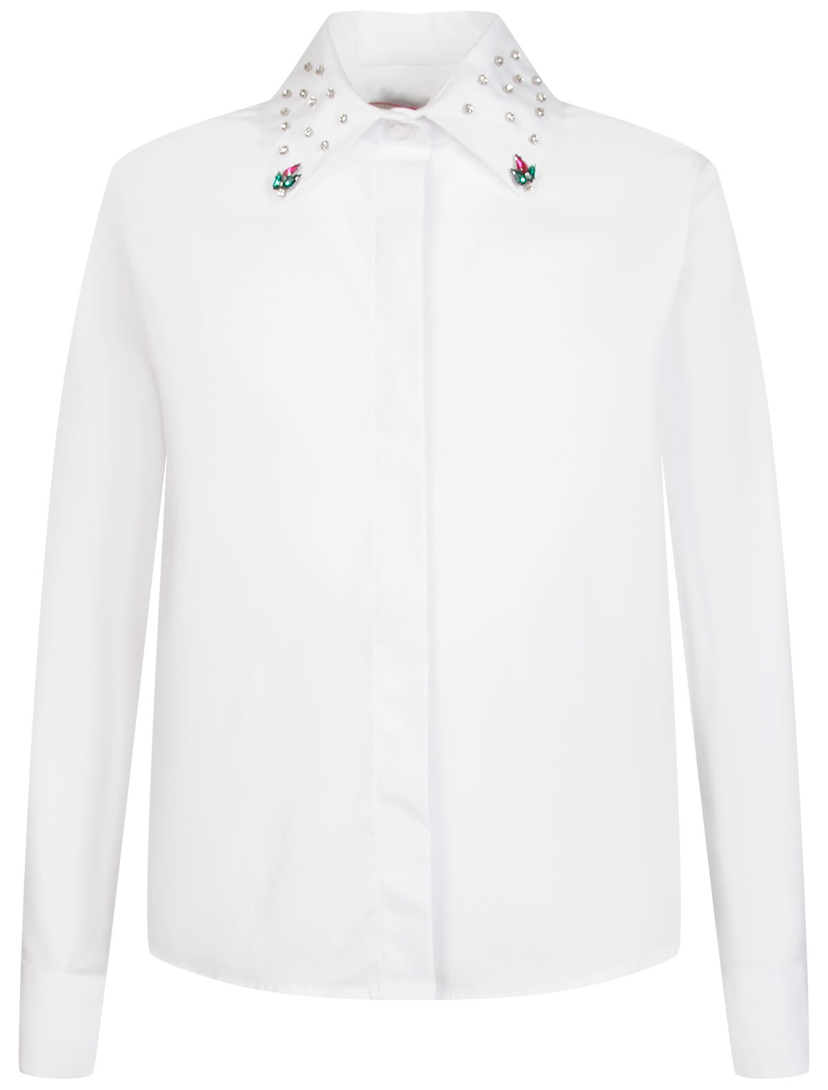 Белая блуза с декором на воротнике