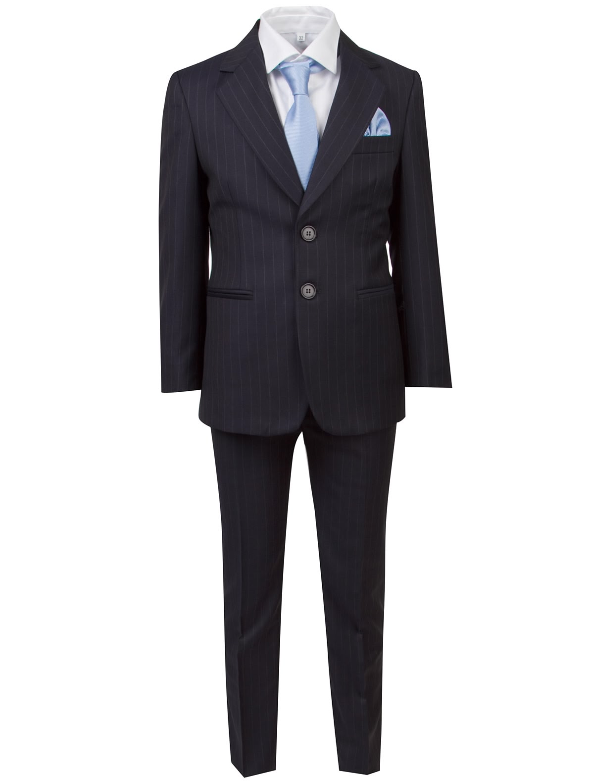 Костюм в полоску с платком и галстуком