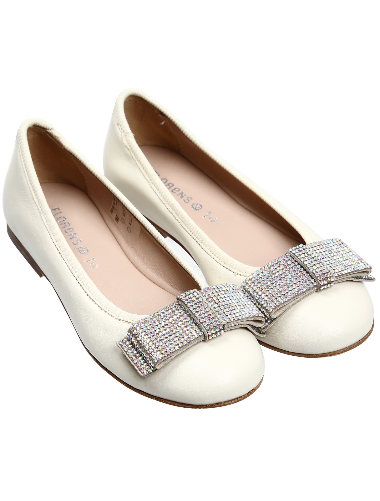 Кремовые балетки с бантиками