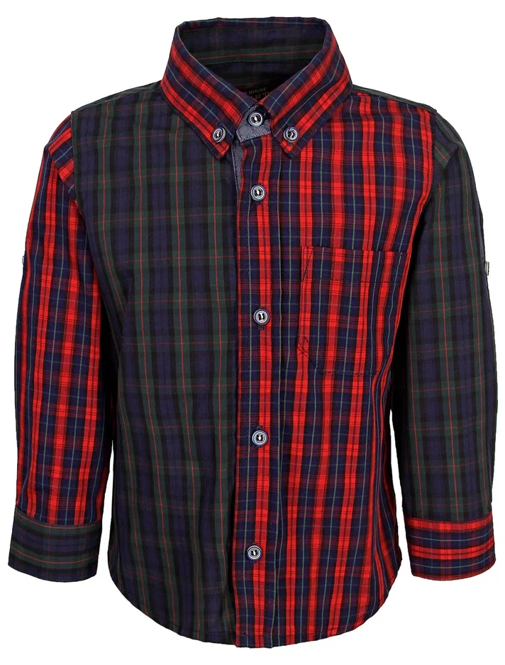 Рубашка в комбинированную клетку