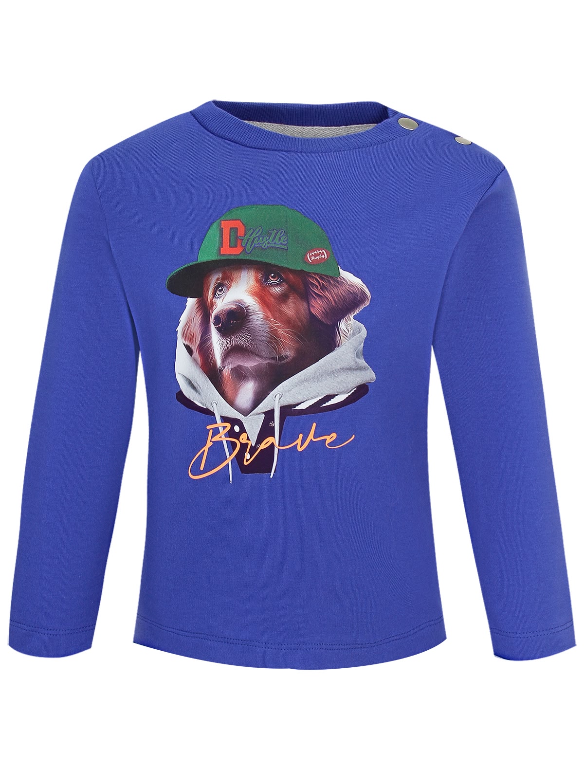 Синий лонгслив с принтом