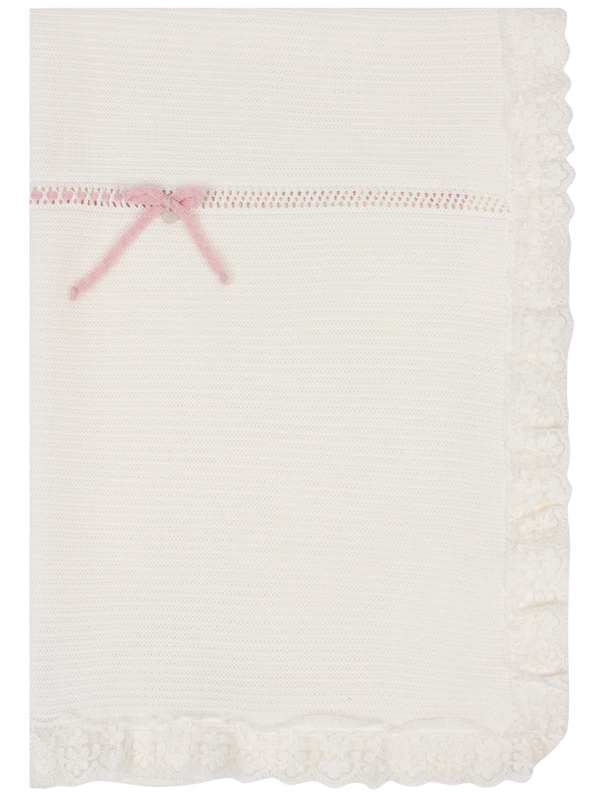 Белый плед из шерсти с кружевной оборкой