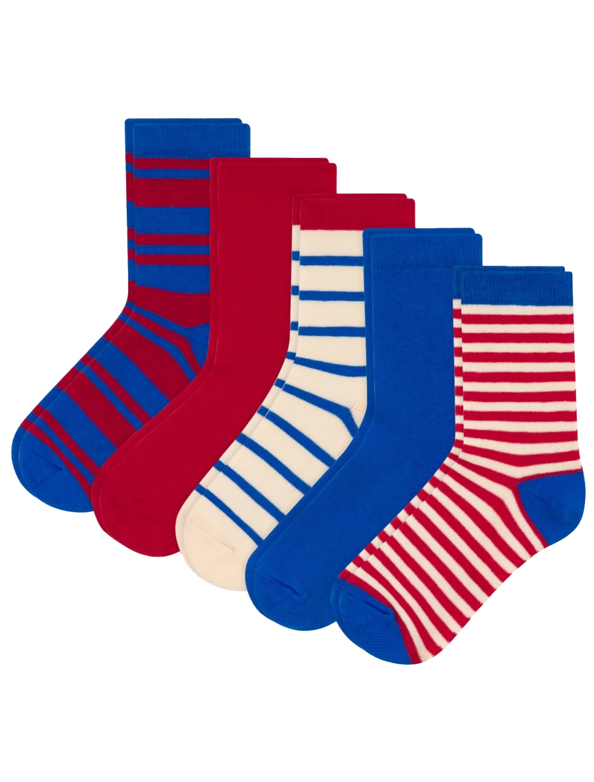 Красно-синий комплект носков, 5 пар