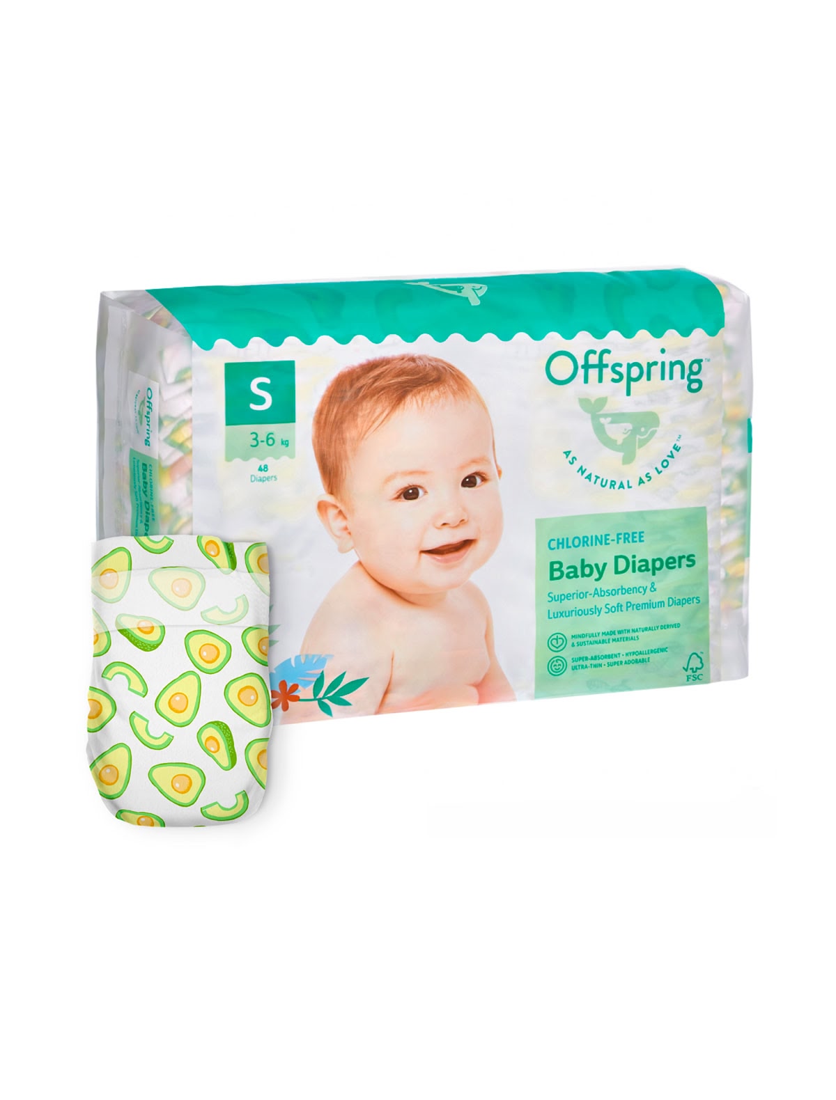 Подгузники, S 3-6 кг 48 шт.