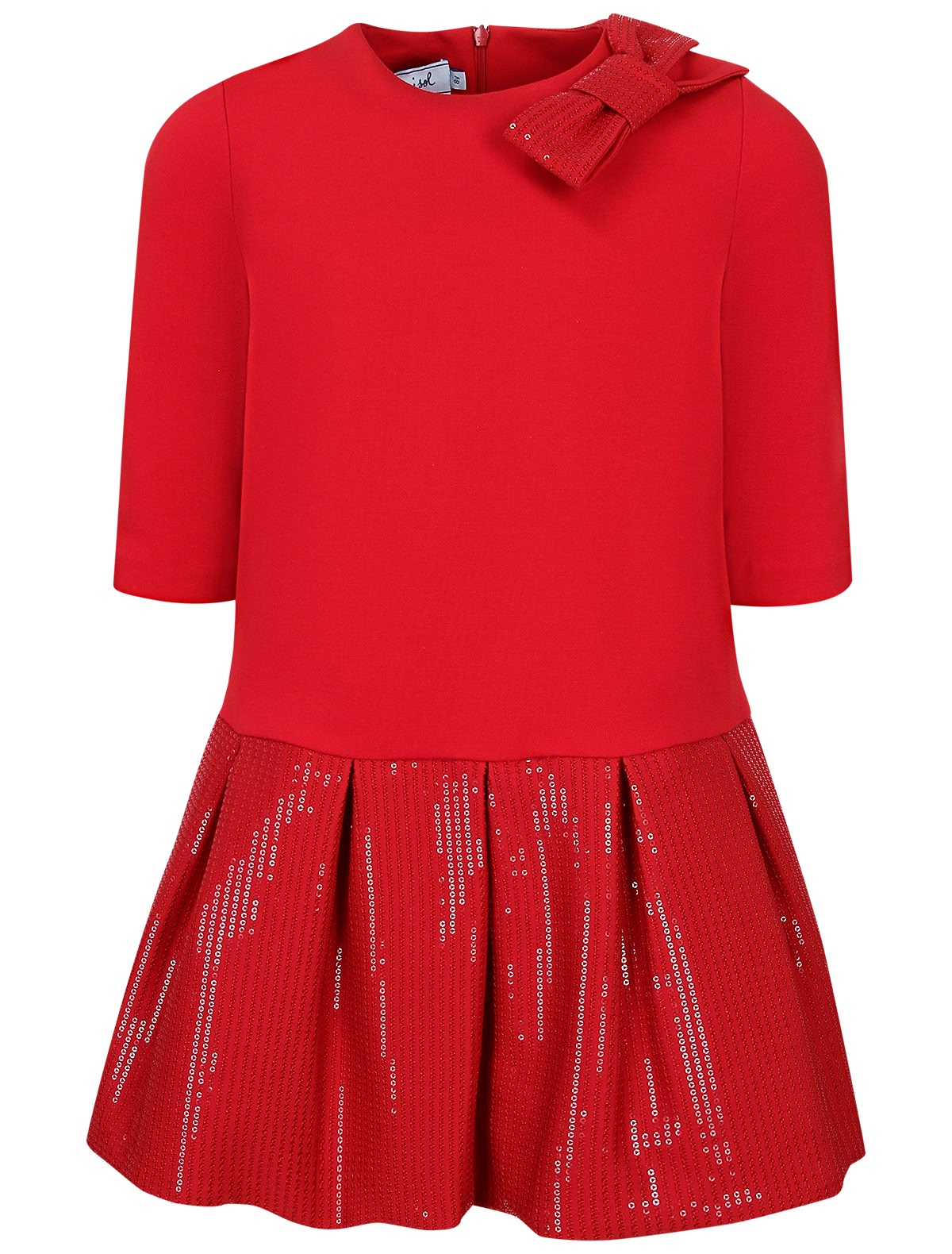 Алое платье с бантом на плече