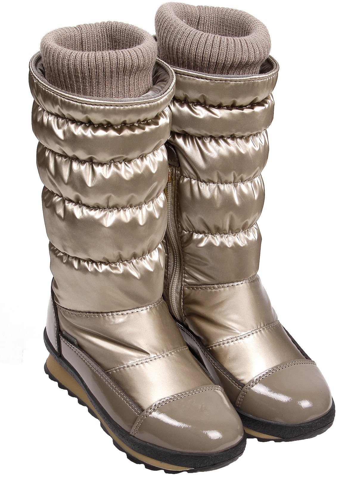 золотистые Сапоги с текстильной вставкой