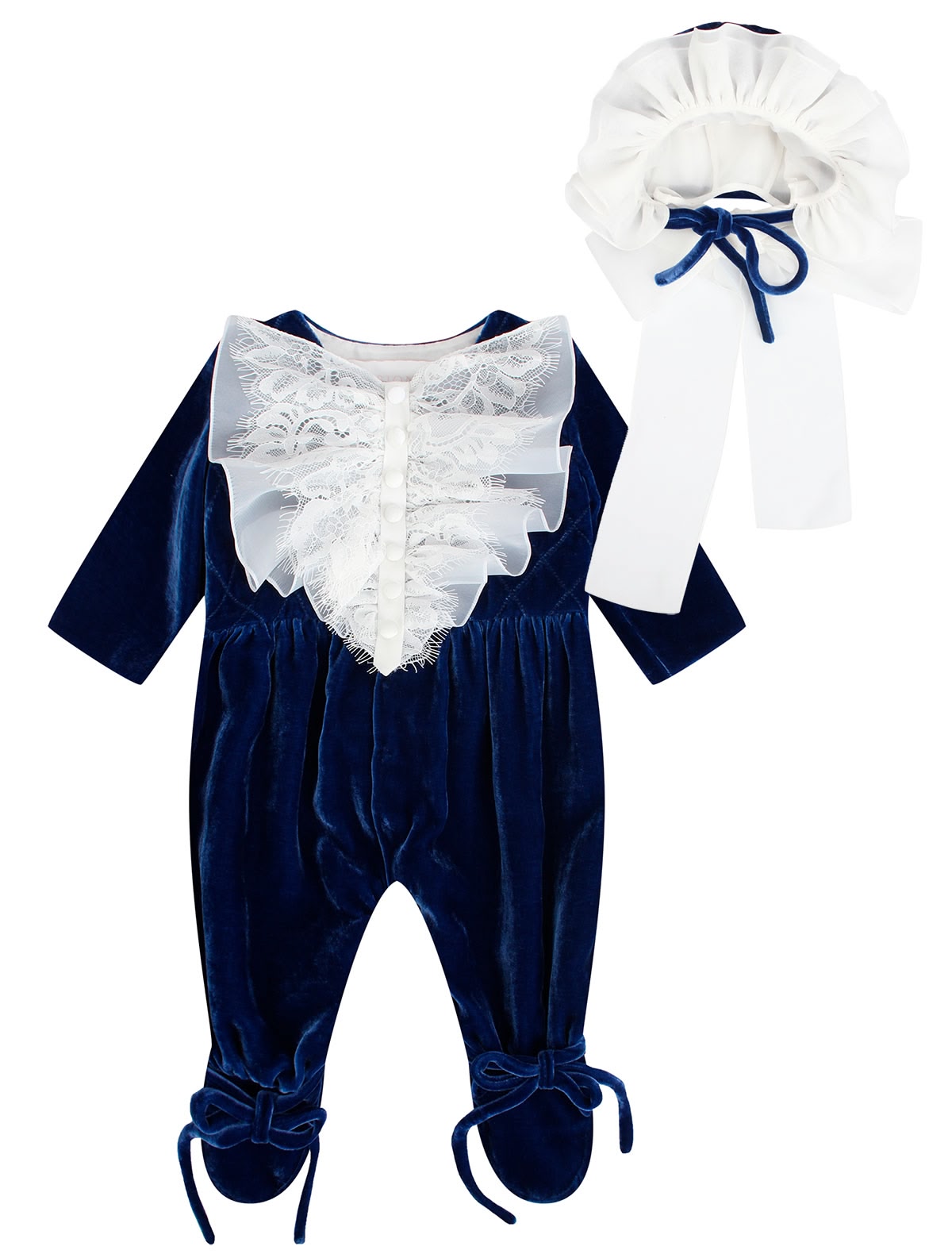 Бархатный тёмно-синий комплект из 3 шт