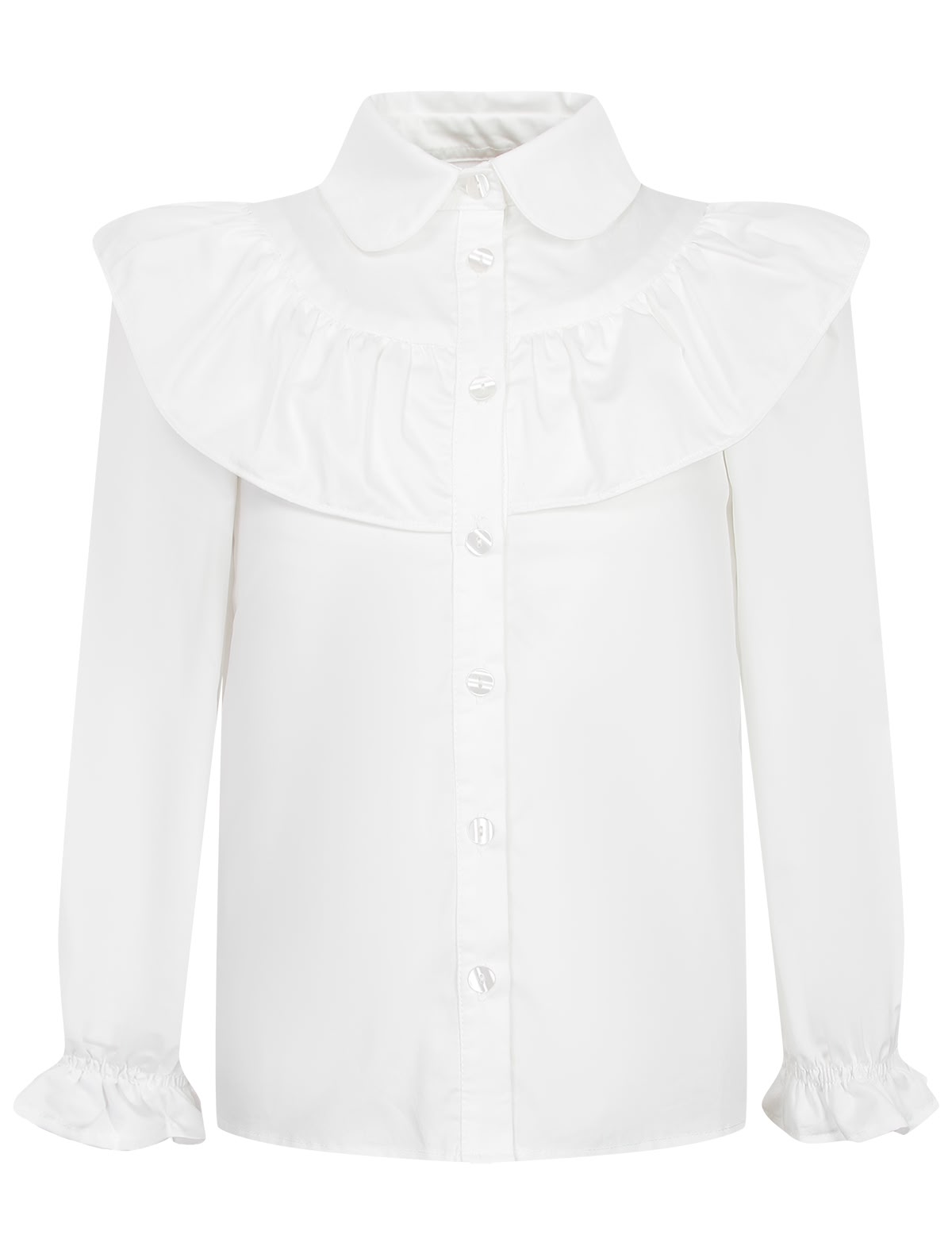 Белая блуза с широкой оборкой