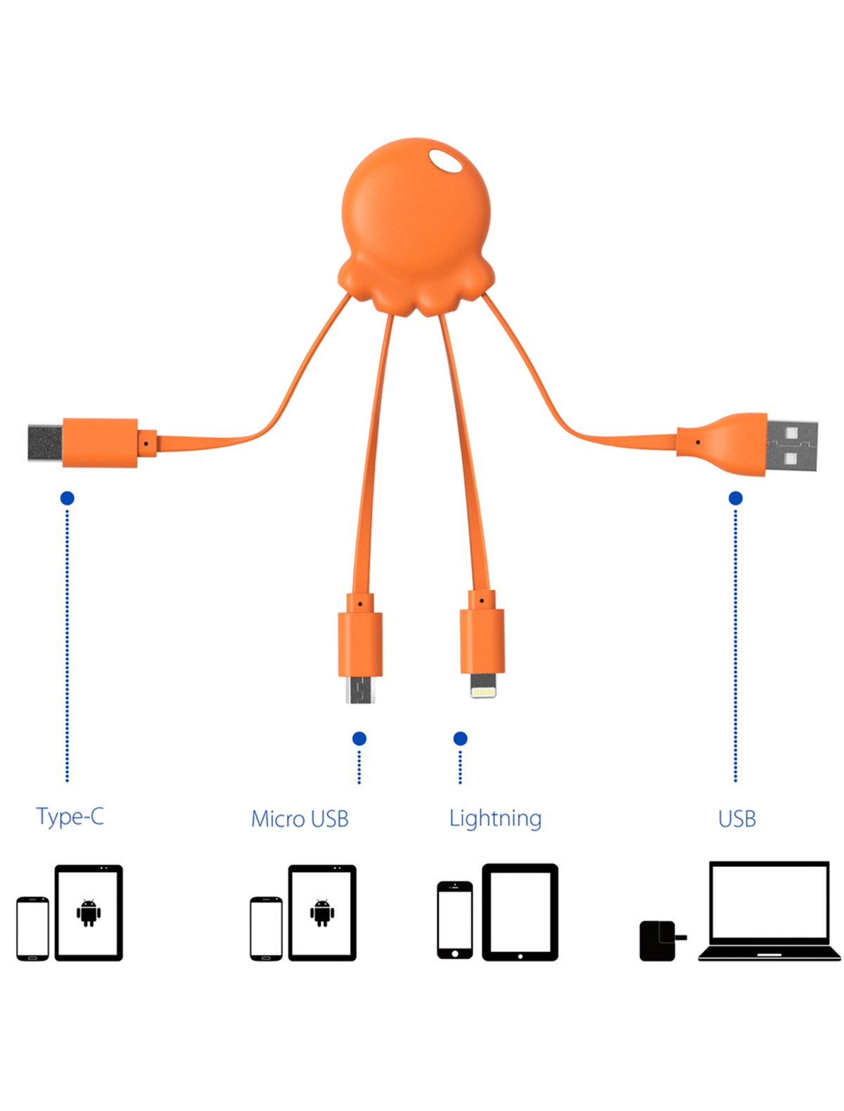 Кабель USB для зарядки Xoopar 2107087, цвет оранжевый 5362428980025 - фото 2