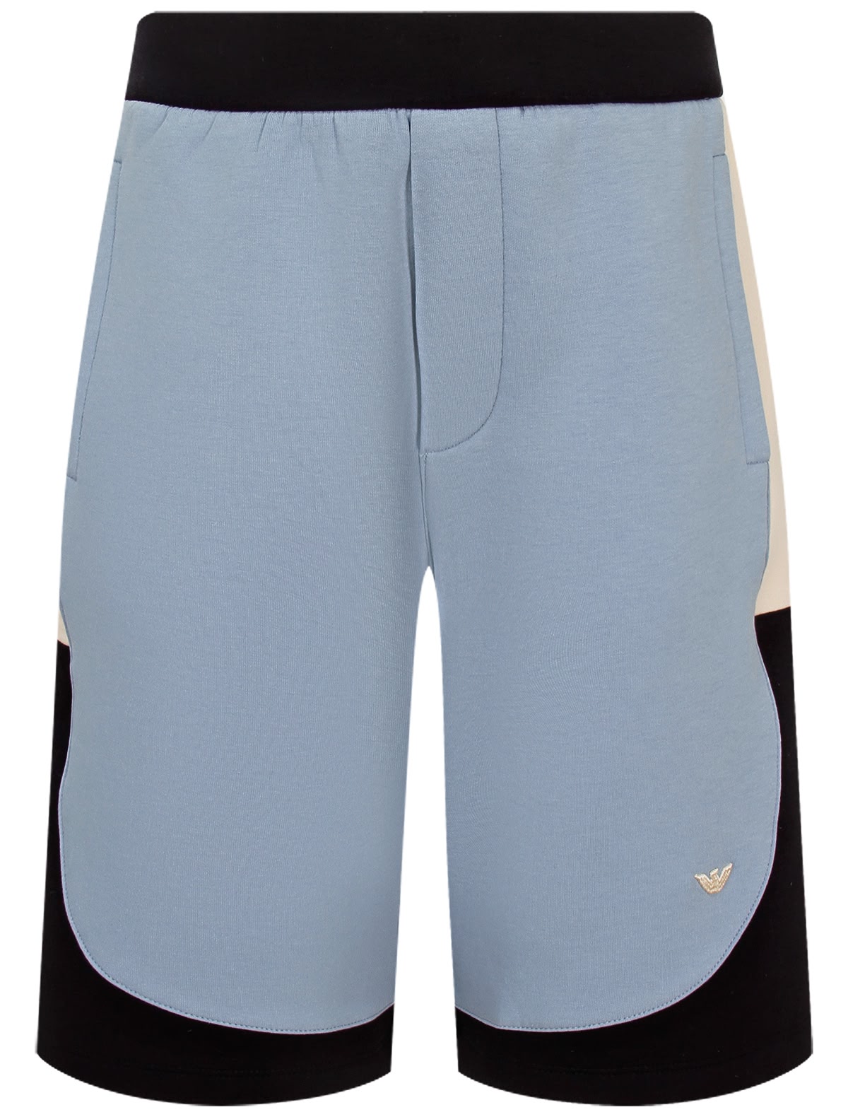 Голубые шорты в стиле колорблок