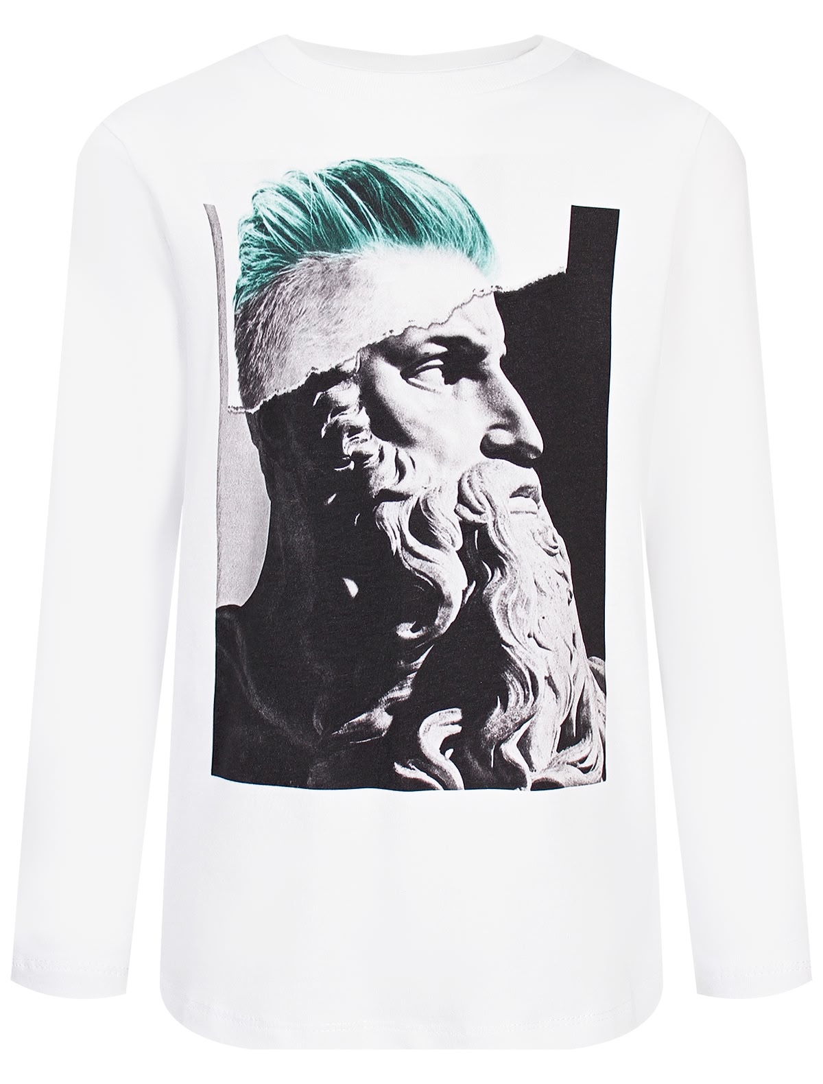 Белый лонгслив с принтом