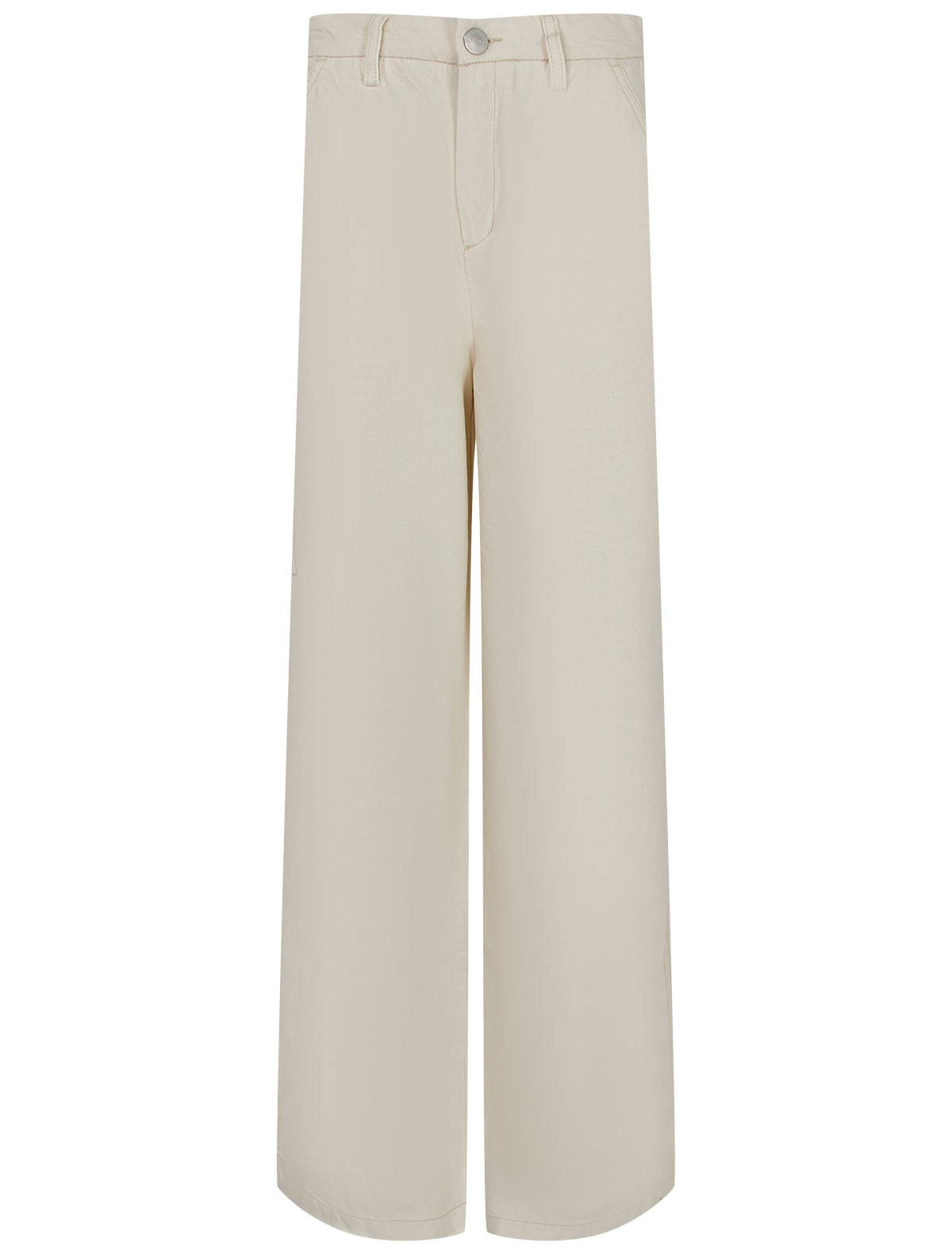 Кремовые брюки с накладным карманом