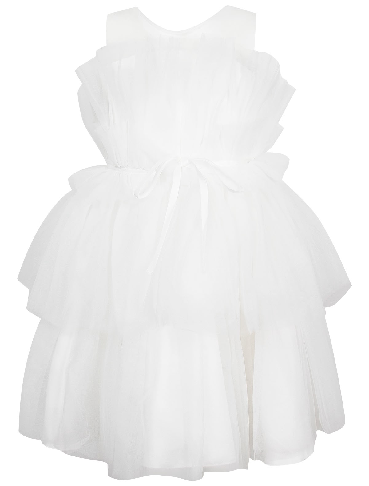 Белое платье с пышным декором