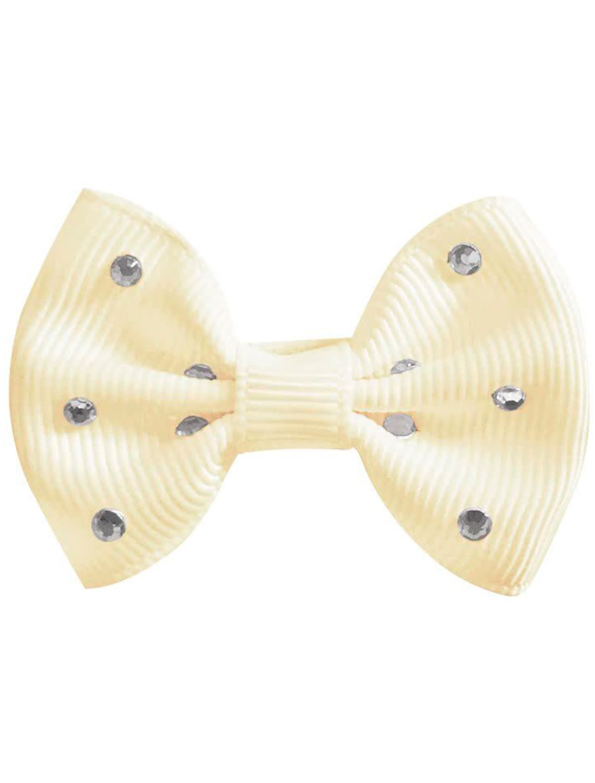 Кремовая заколка-зажим украшенная стразами