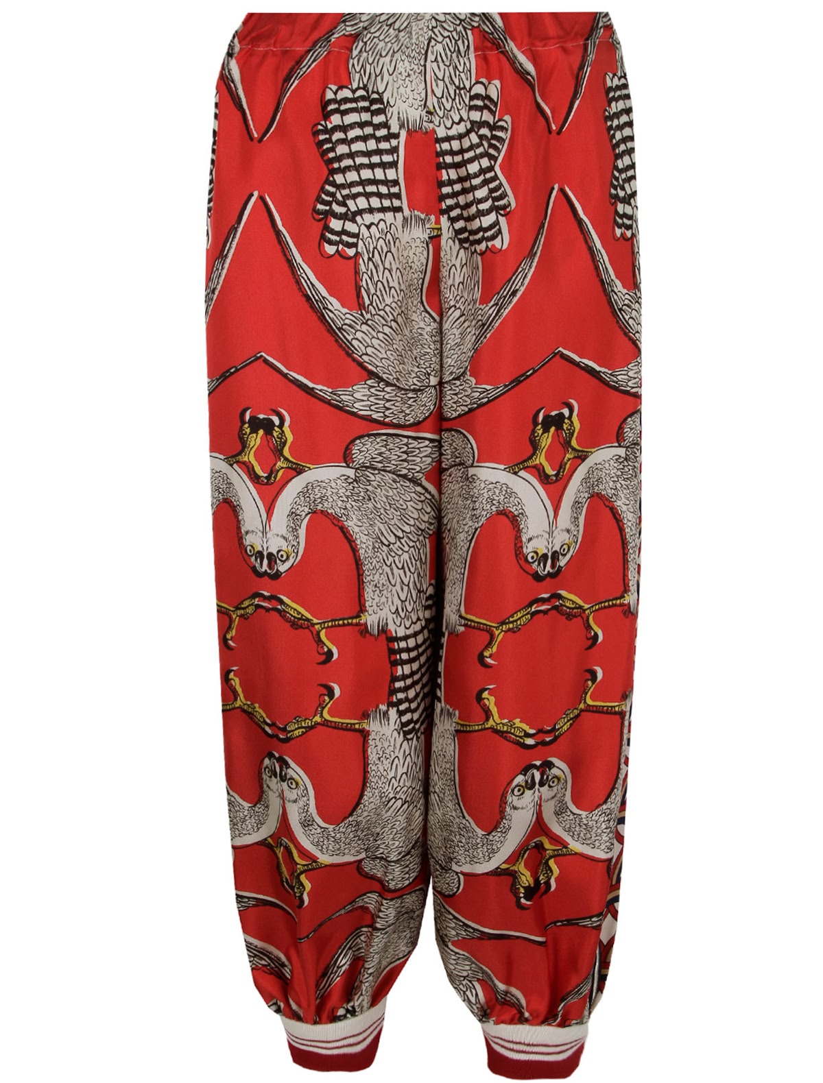 Брюки из шелка с принтом орёл