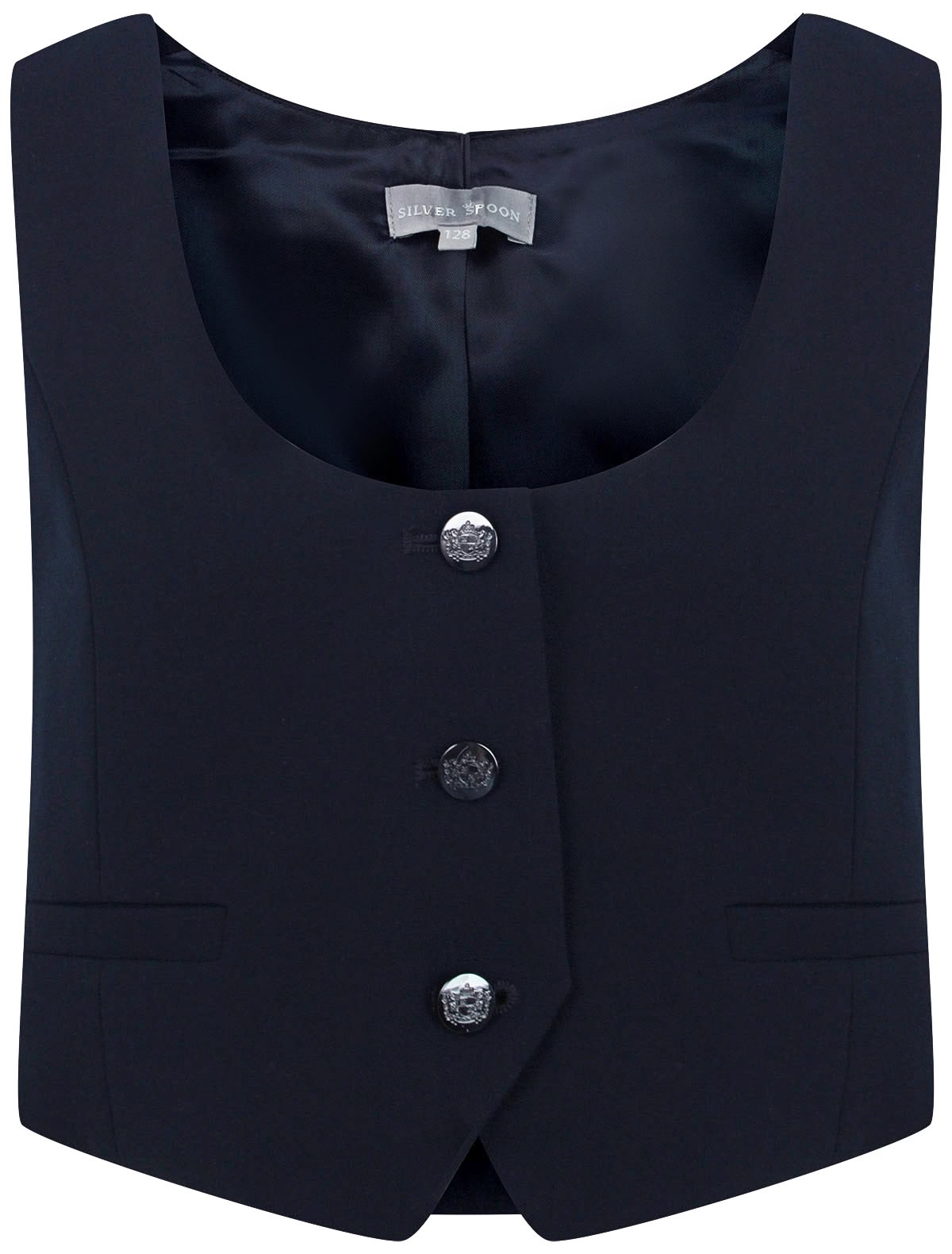 Синий жилет с овальным вырезом