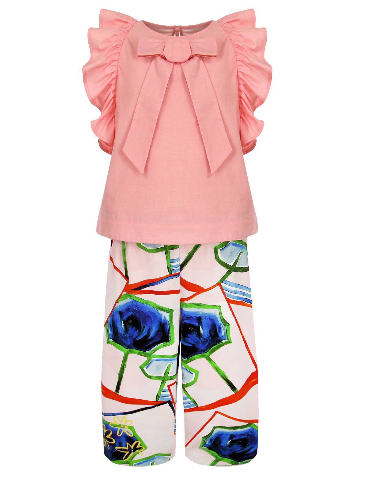 Комплект из топа и шорт с абстрактным принтом