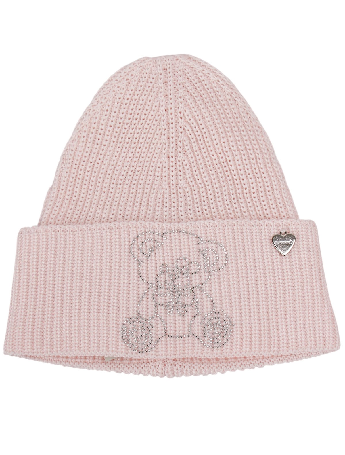 Розовая шапка с мишкой