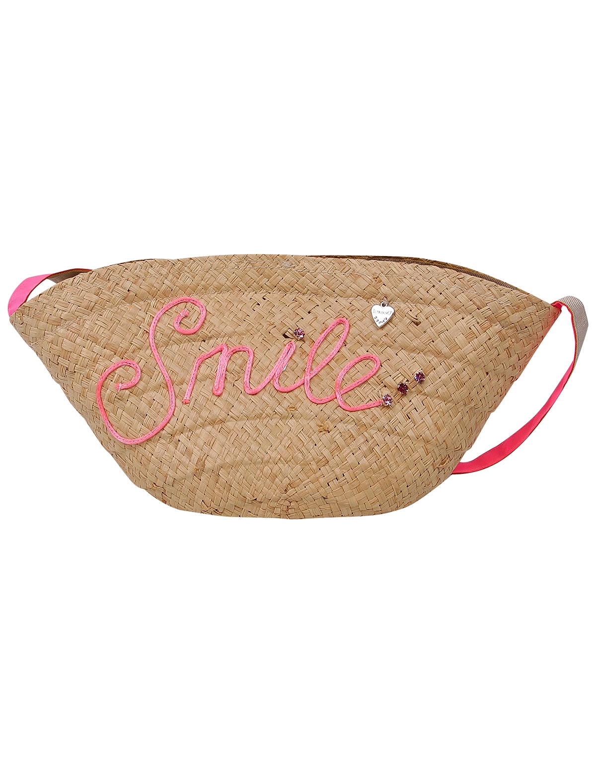 Соломенная сумка с надписью Smile