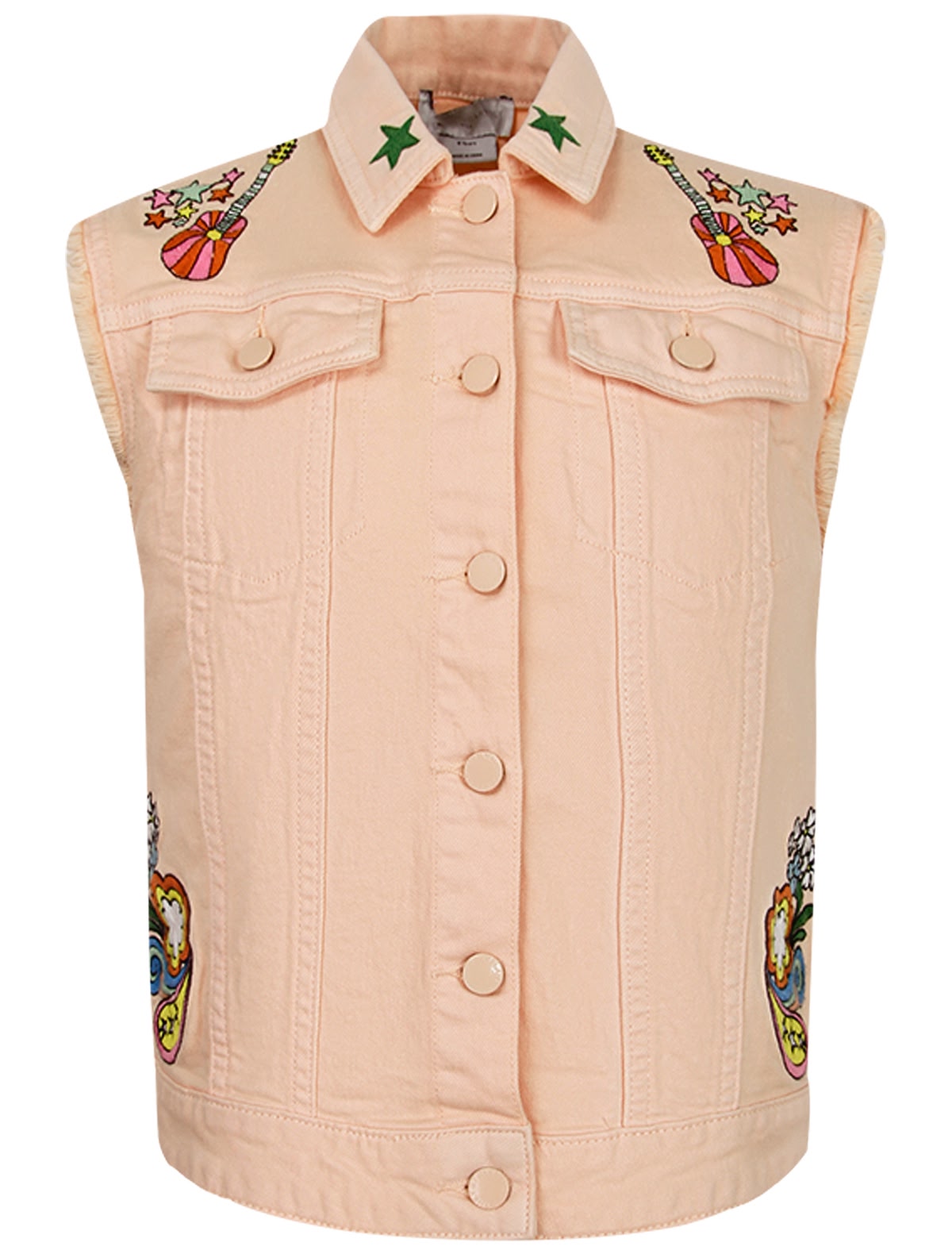 Розовый джинсовый жилет