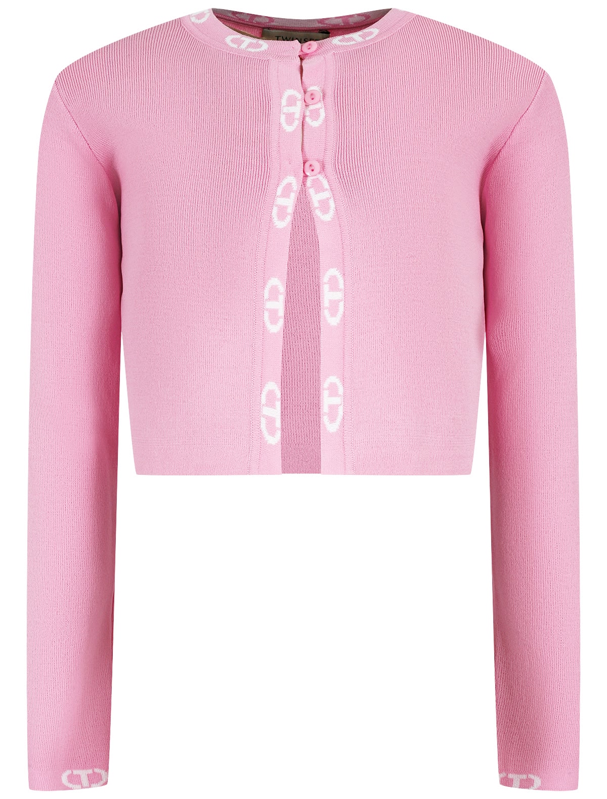 Розовый кардиган в рубчик