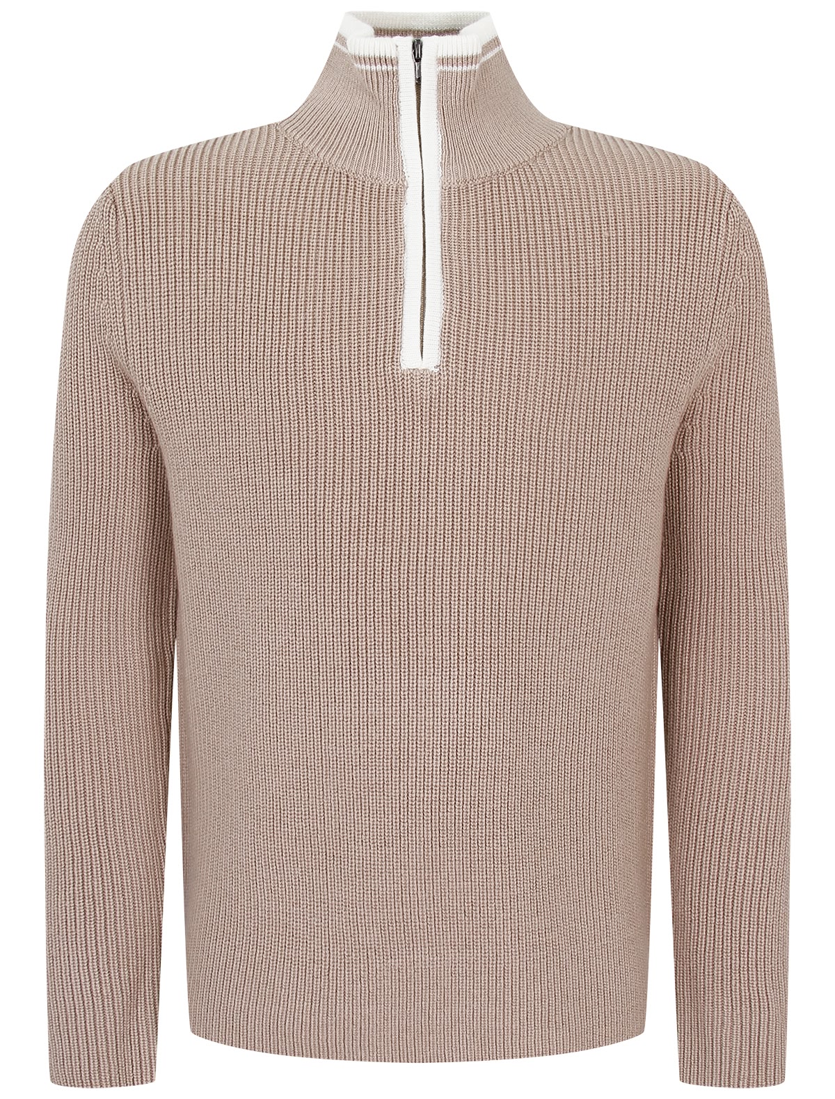 Бежевый джемпер с высоким воротником