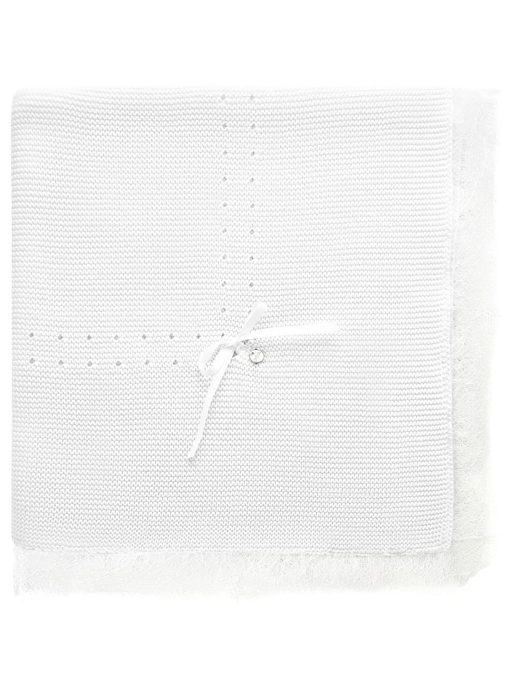 Белый плед из хлопка 100х100см